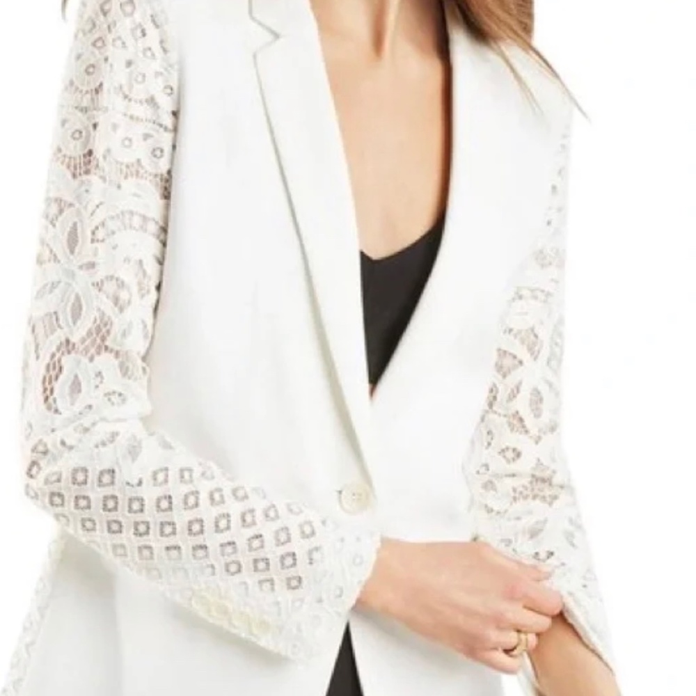 BCBGMAXAZRIA Women's White Keanu Lace Blazer